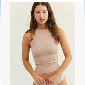 Free People Ultra Slimming Ribbed High Neck Tank - S